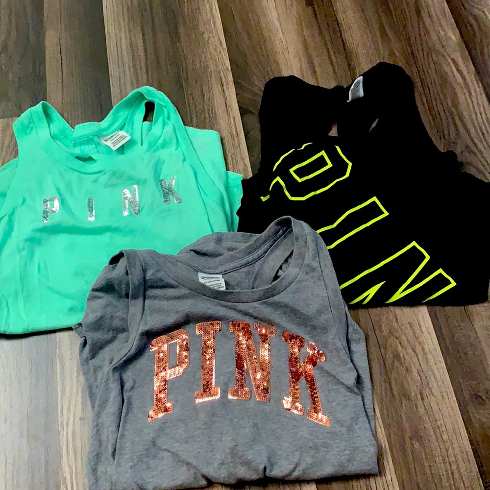 3 PINK tank tops